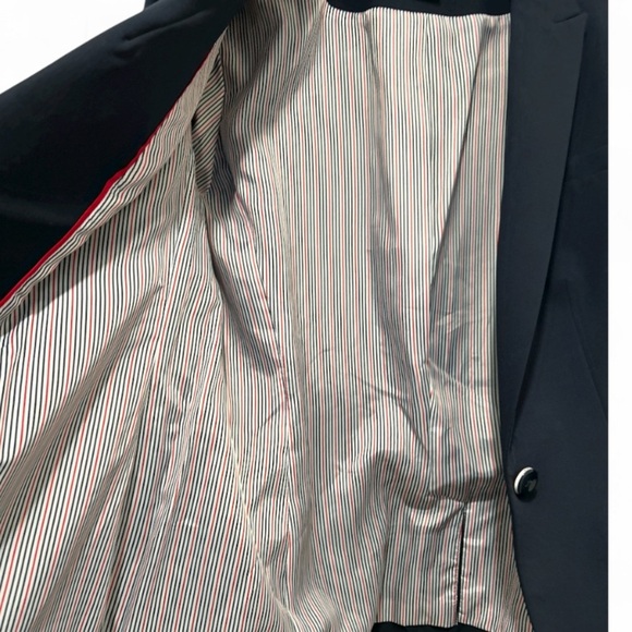 TOMMY HILFIGER Striped Roll Cuff Blazer Navy Blue Size 14 - Picture 8 of 10